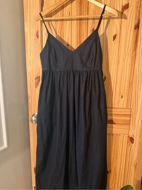Quince black cotton sleeveless maxi dress